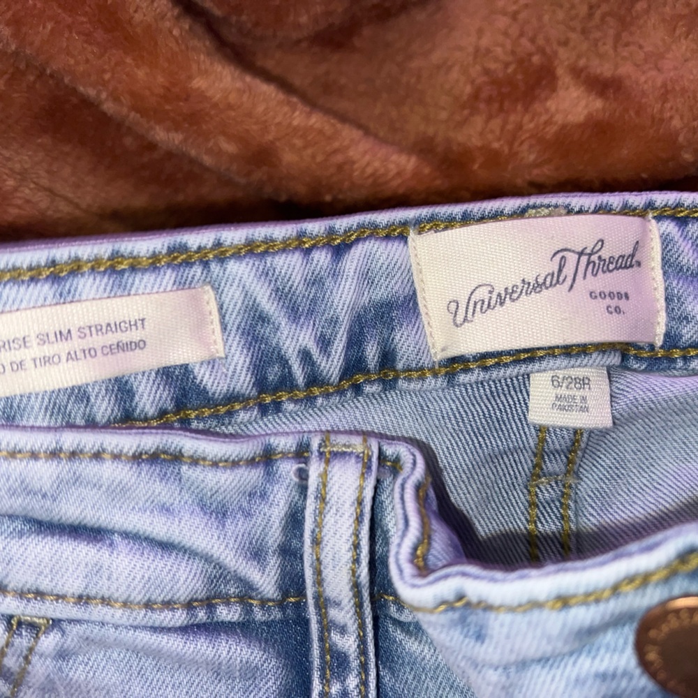 High rise slim faded denim